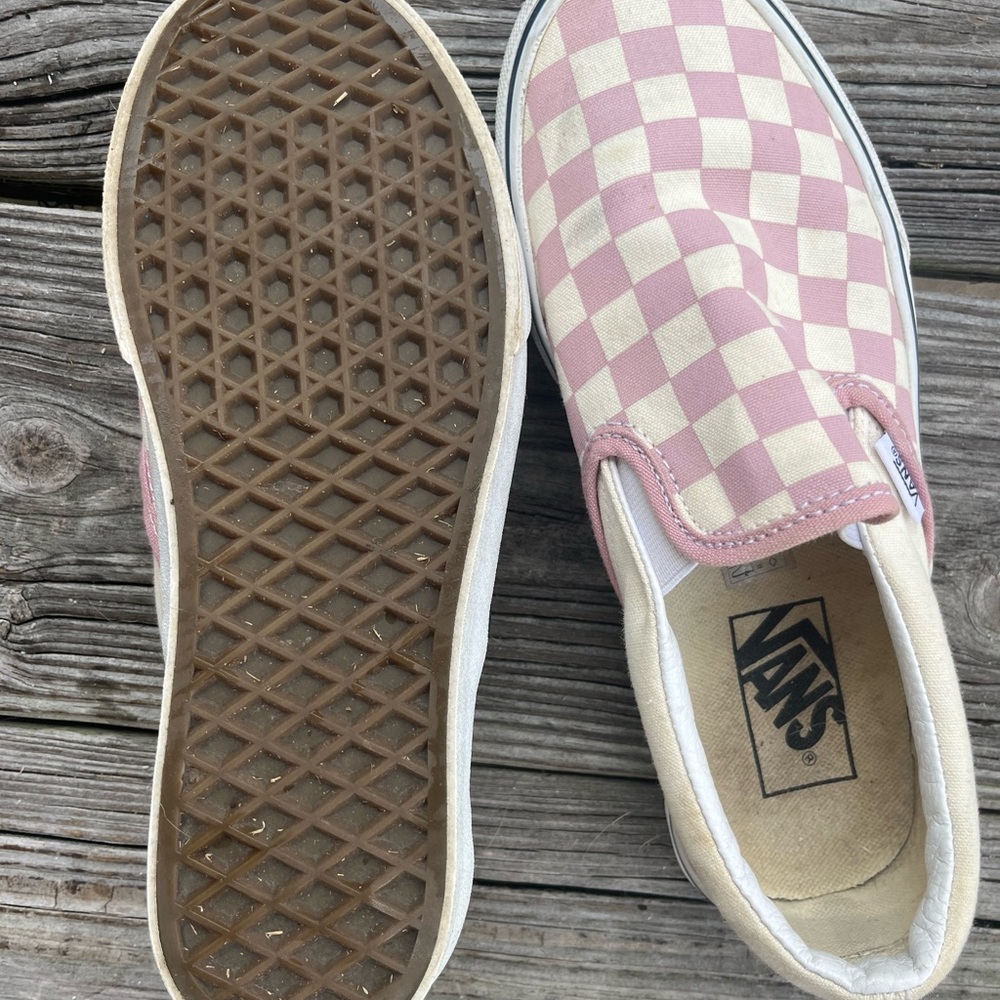 Vans Checkered Slip-On Shoes - Pink and Cream - Picture 2 of 5